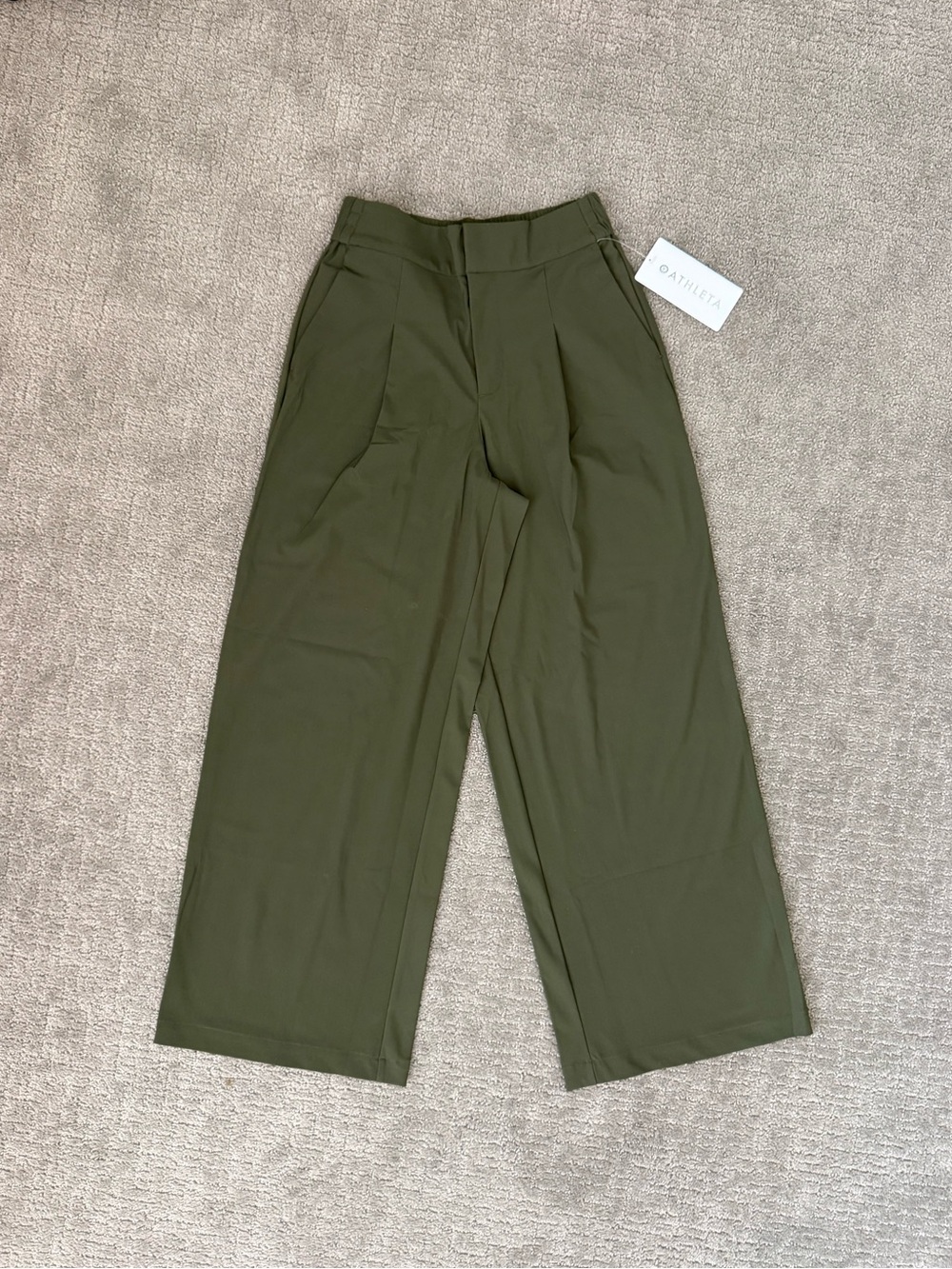 NWT Athleta Pinnacle Wide Leg Trouser, Forest Green, Size 0P
